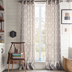 West Elm Ikat Ogee Curtain Panel - Gray/White